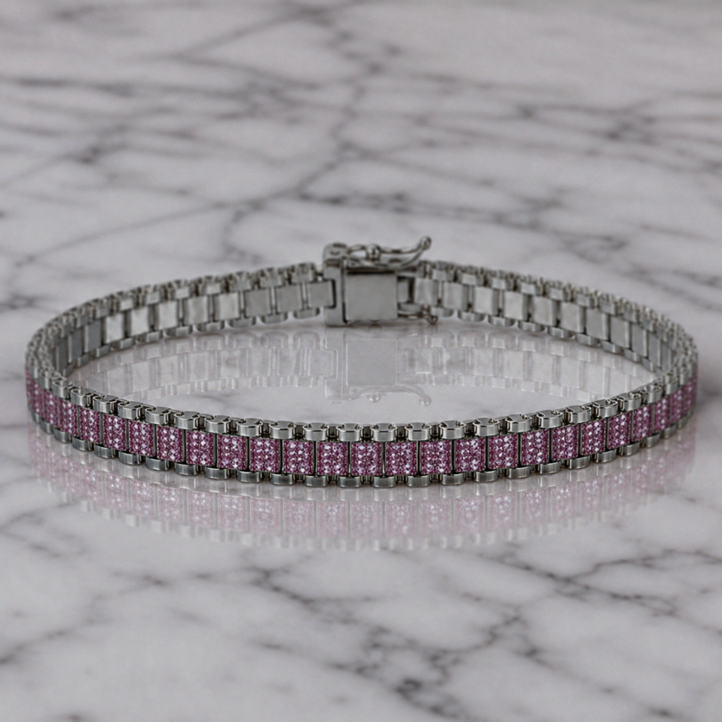 Babies Silver Cubic Zirconia Brickwork Bracelet