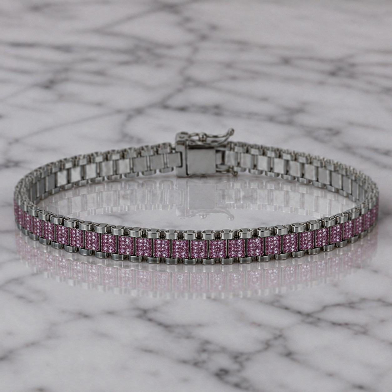 Babies Silver Cubic Zirconia Brickwork Bracelet