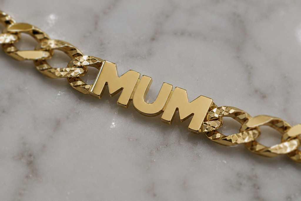 9ct Yellow Gold Mum Curb Link Bracelet