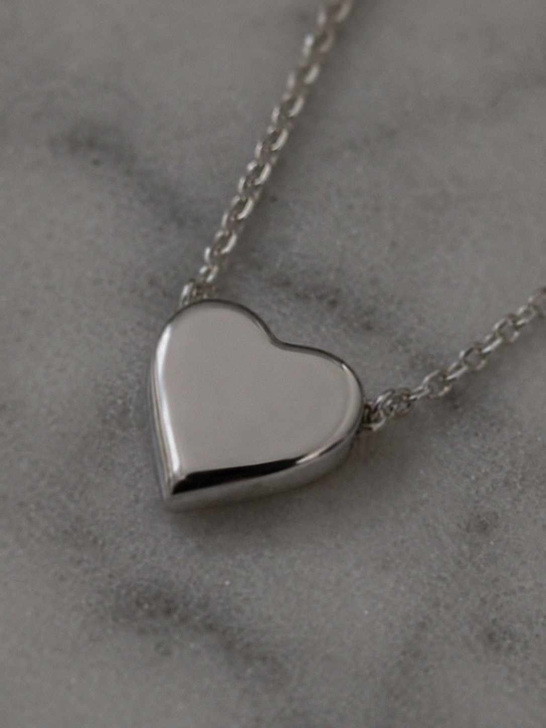 Sterling Silver Heart Pendant Necklace – Polished Love Necklace (42–44cm Adjustable)