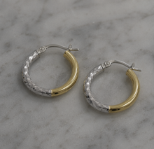 14ct Yellow & White Gold Two-Tone Hoop Earrings 15mm