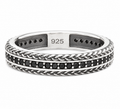 Sterling Silver Black Cubic Zirconia Woven Band Ring
