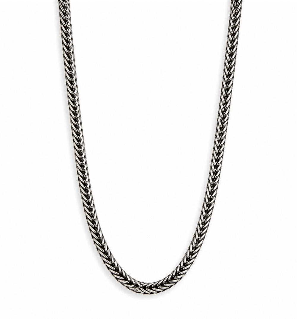 Fred Bennett Oxidised Sterling Silver Foxtail Chain