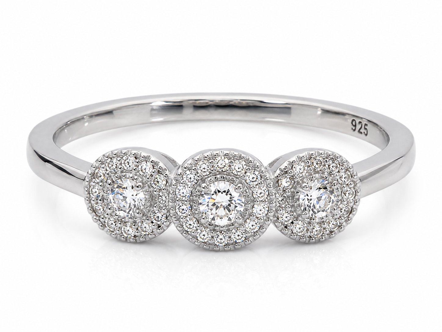 Sterling Silver Cubic Zirconia Triple Halo Ring