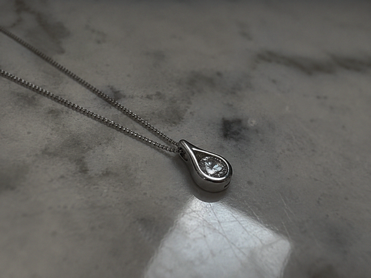 Sterling Silver Teardrop Cubic Zirconia Necklace