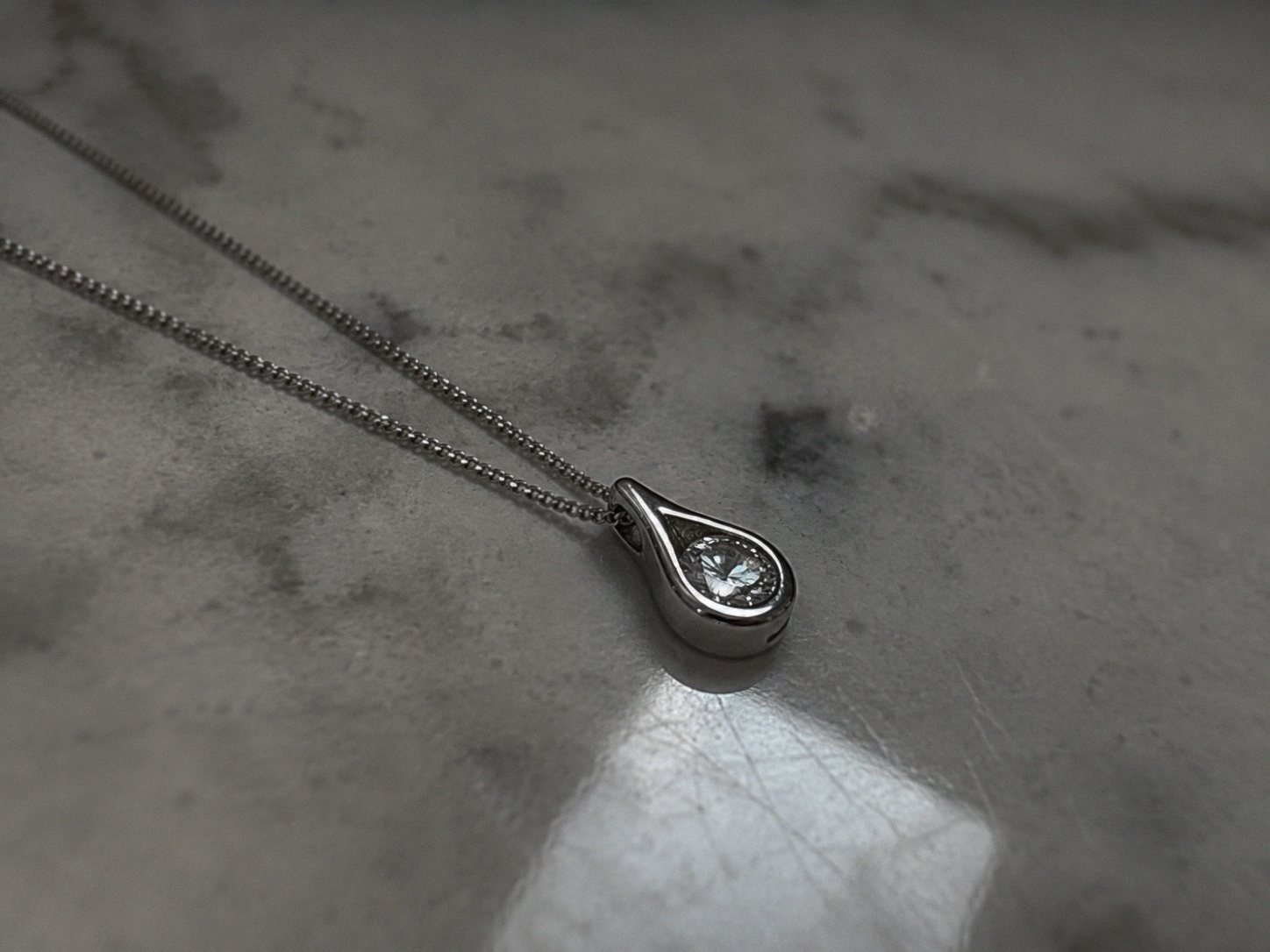 Sterling Silver Teardrop Cubic Zirconia Necklace