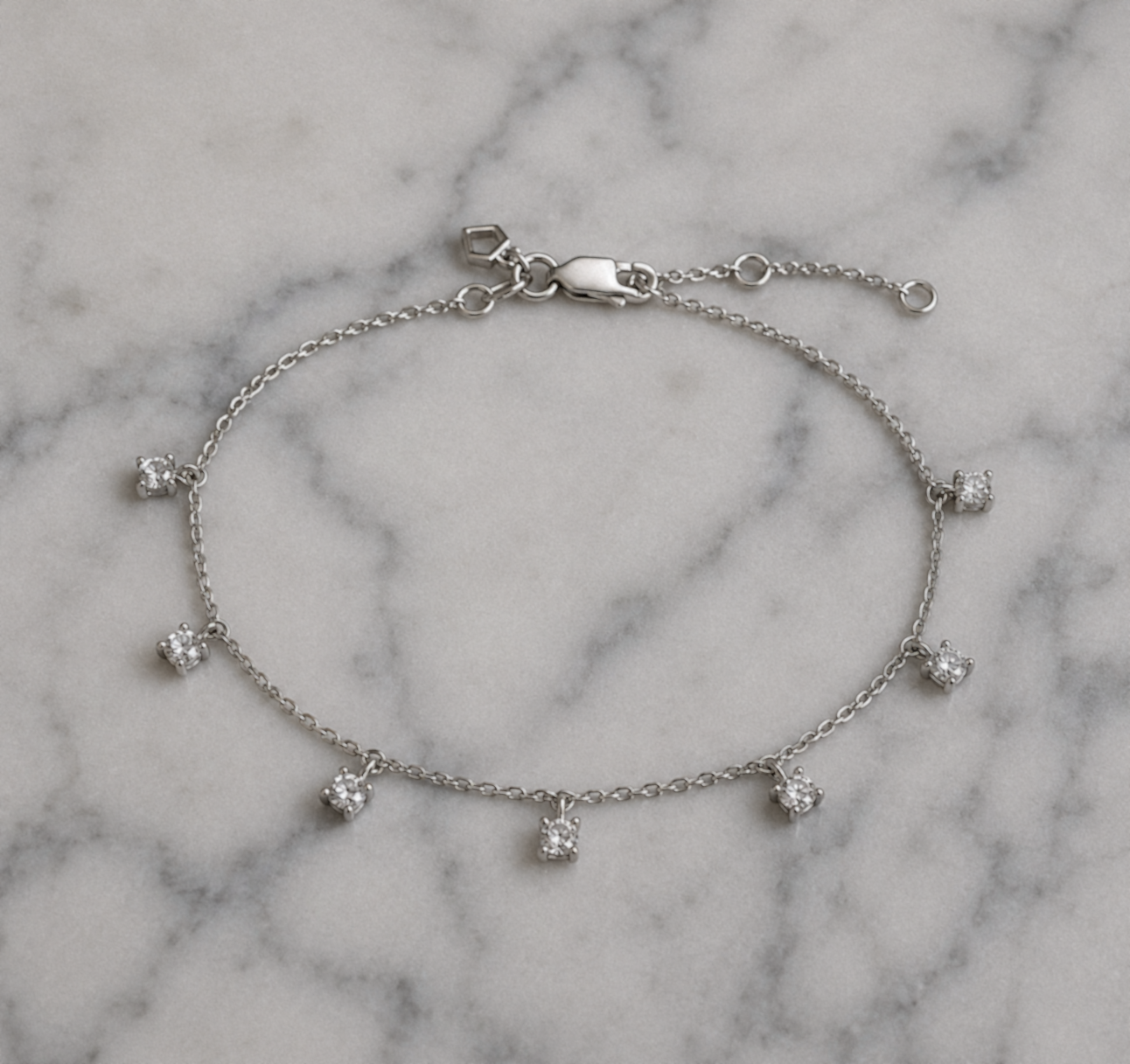 Diamonfire Sterling Silver Four Claw Set Zirconia Station Bracelet