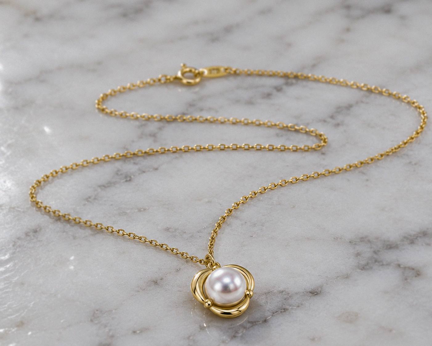 9ct Yellow Gold Freshwater Pearl Pendant Necklace – 45cm