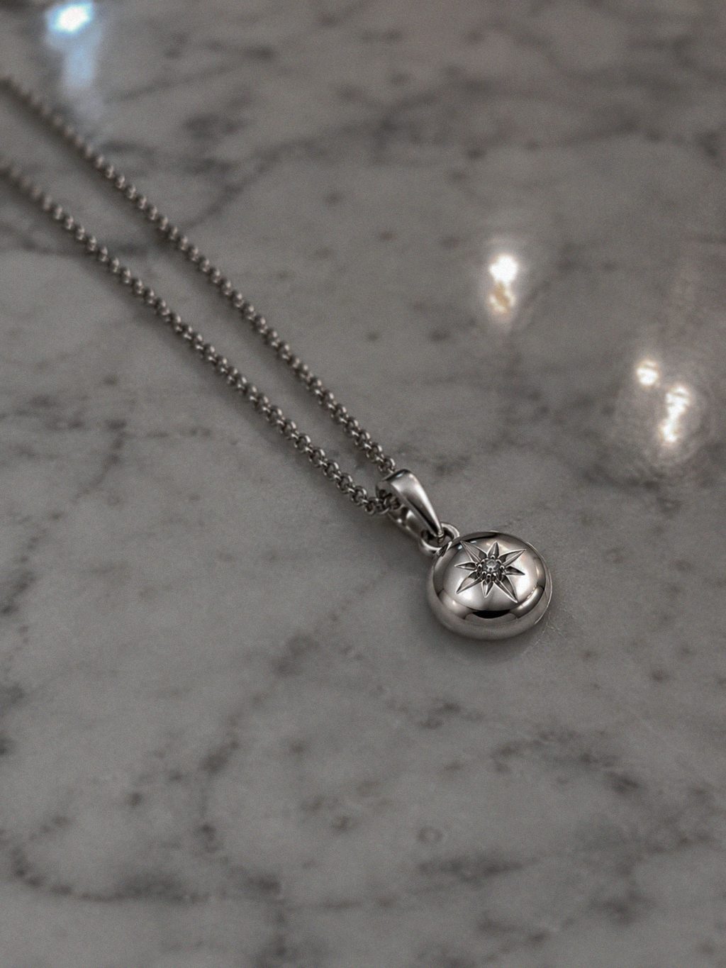 Sterling Silver Starburst Diamond Pendant - Kids