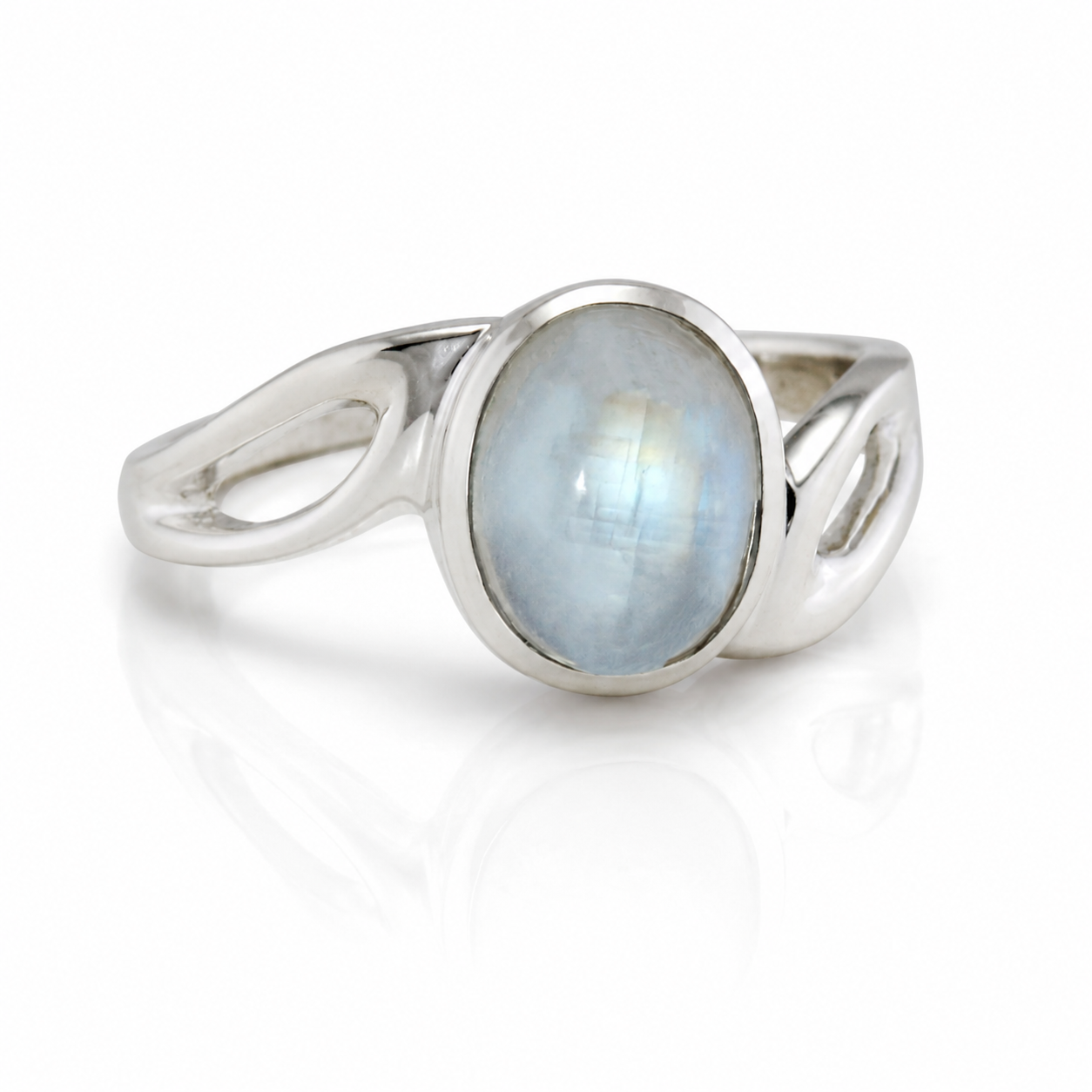 Banyan Sterling Silver Rainbow Moonstone Wave Ring