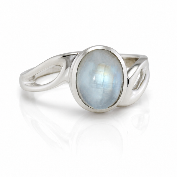 Banyan Sterling Silver Rainbow Moonstone Wave Ring