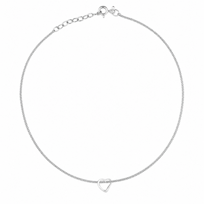 Sterling Silver Heart Anklet 23cm