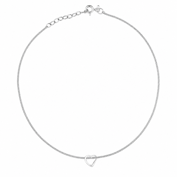 Sterling Silver Heart Anklet 23cm