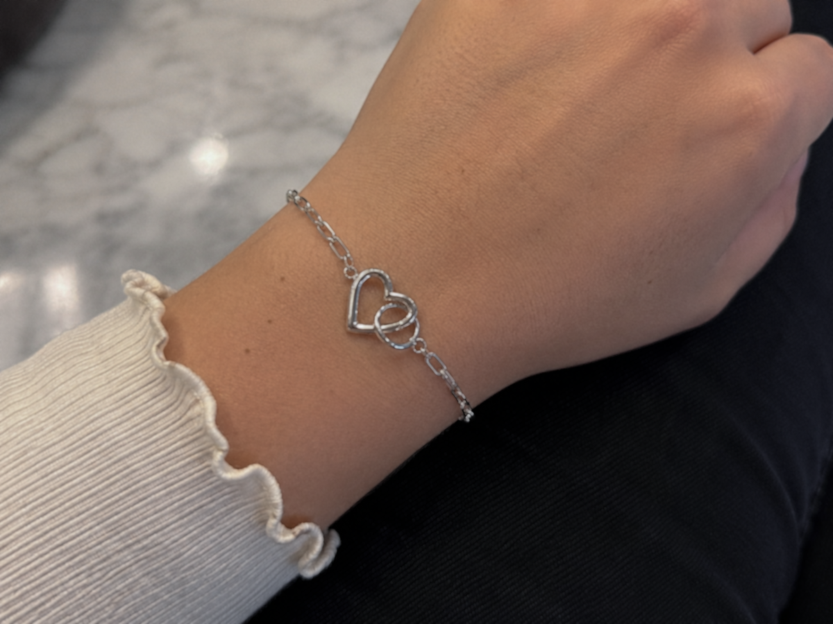 Sterling Silver Heart Connection Chain Bracelet
