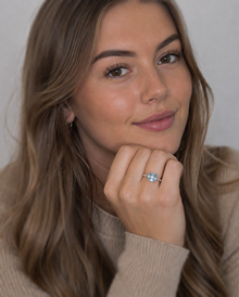9ct White Gold Cushion-Cut Blue Topaz & Diamond Statement Ring