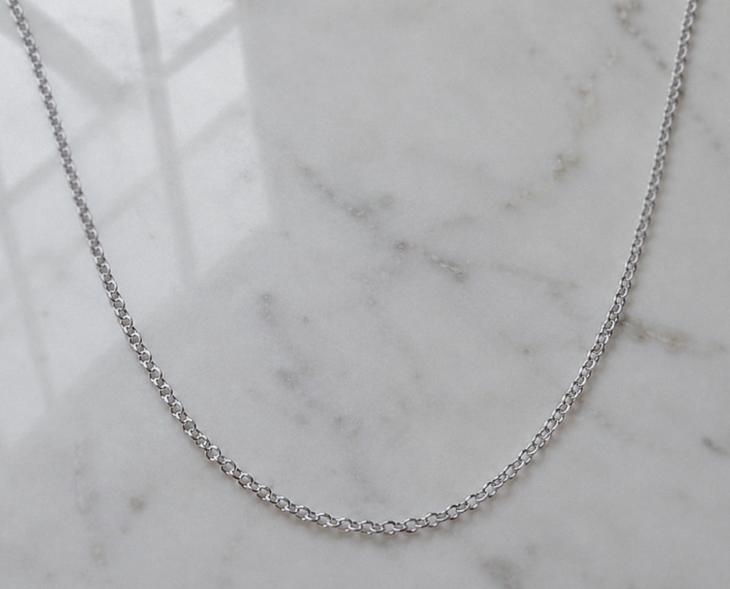 9ct White Gold Diamond-Cut Oval Belcher Chain