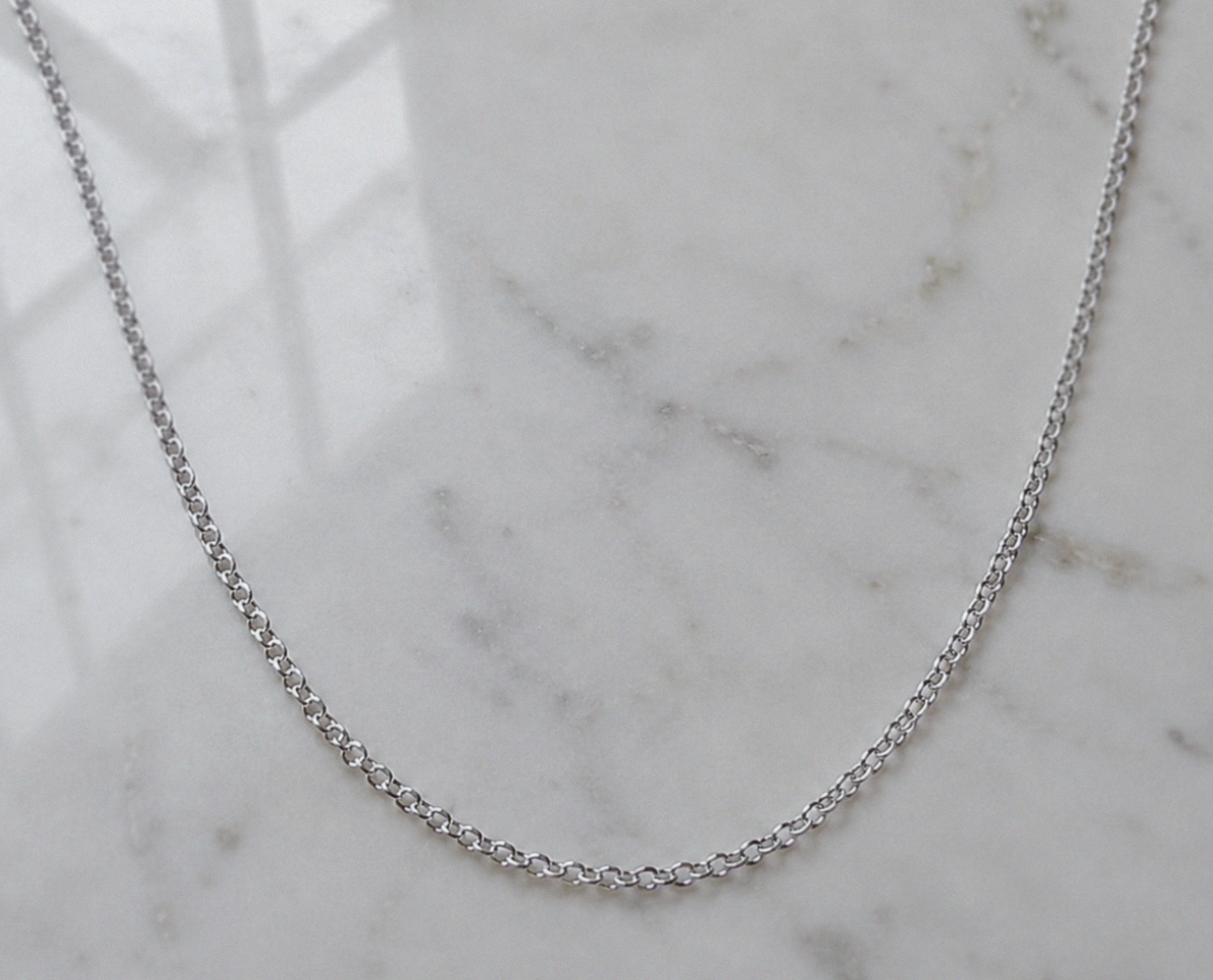 9ct White Gold Diamond-Cut Oval Belcher Chain