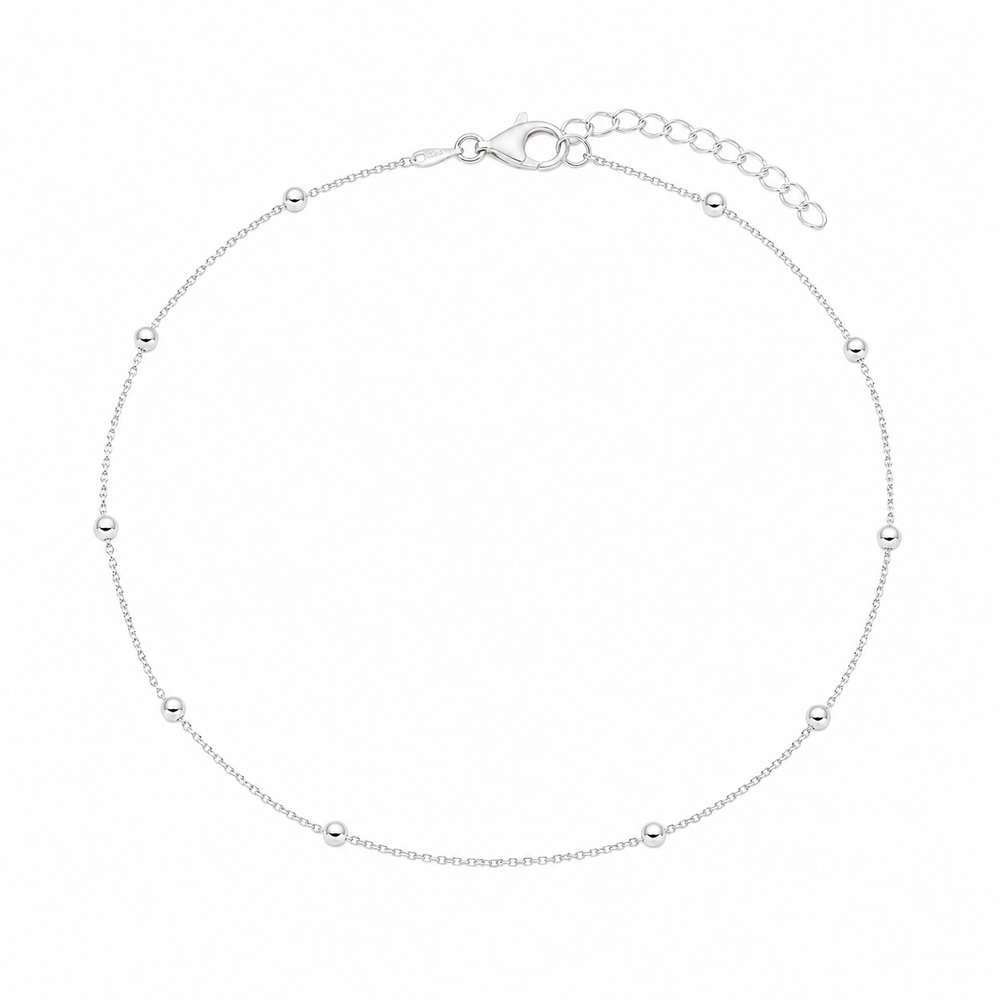 Sterling Silver Ball and Trace Chain Anklet 23–26cm