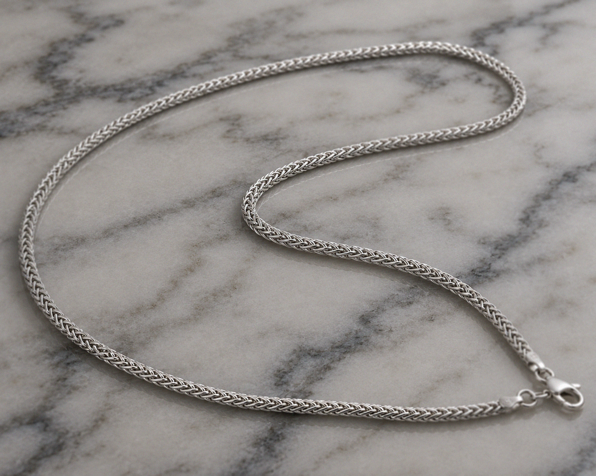 Heavyweight Foxtail Chain Necklace – Sterling Silver (51cm)