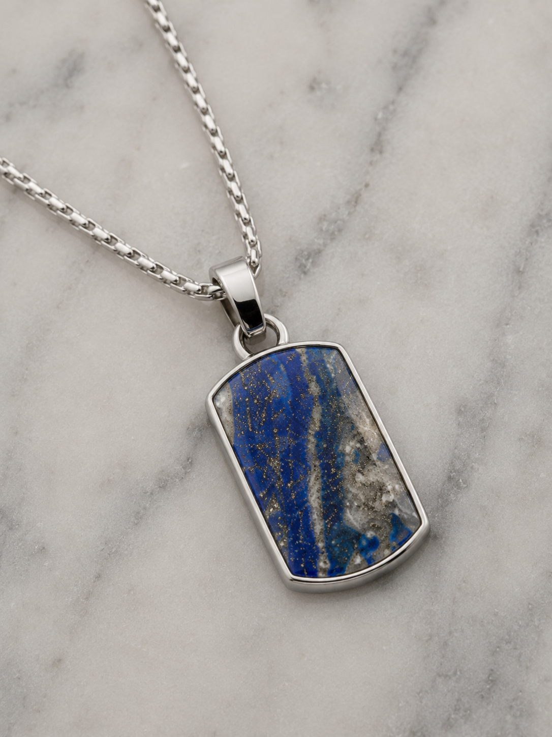 Fred Bennett Stainless Steel Lapis Lazuli Dog Tag Pendant