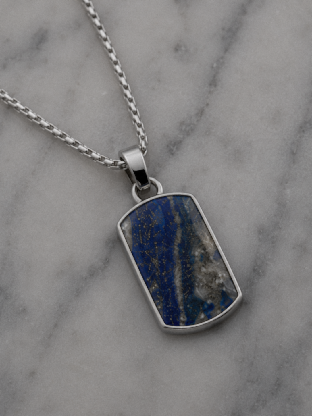 Fred Bennett Stainless Steel Lapis Lazuli Dog Tag Pendant