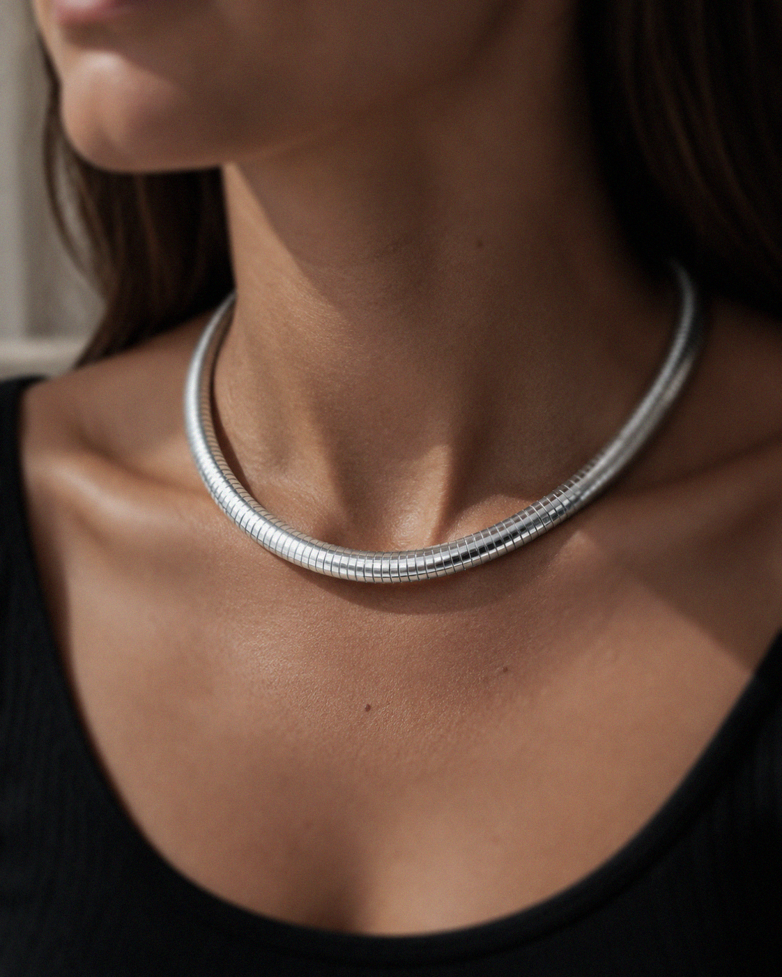 Sterling Silver Omega Necklace – 42cm | 8mm Statement Chain