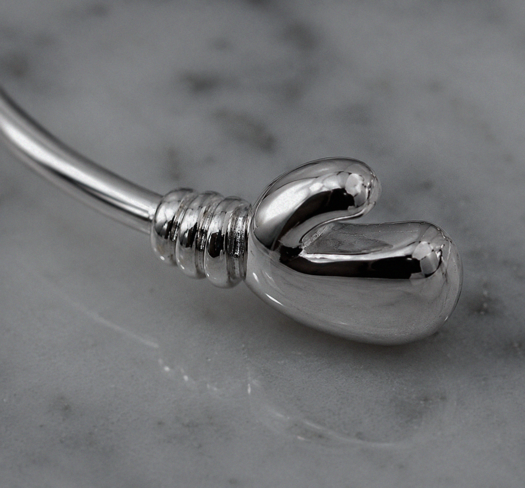 Sterling Silver “Future Champion” Baby Boxing Glove Bangle
