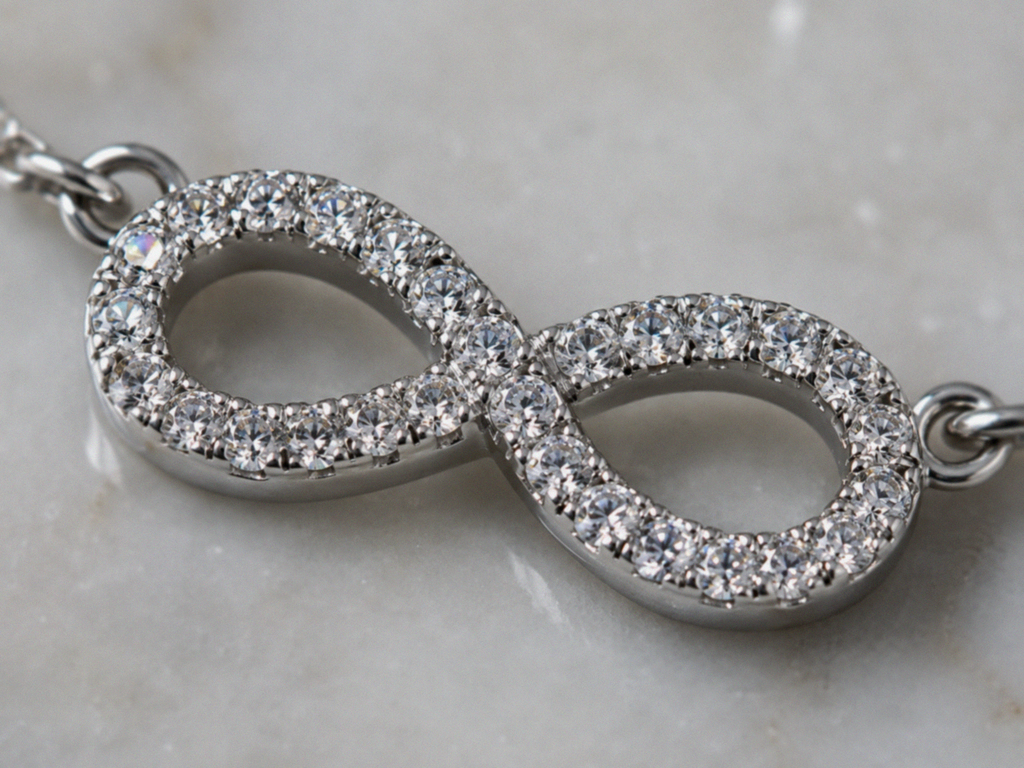 Sterling Silver Moissanite Infinity Pendant Necklace