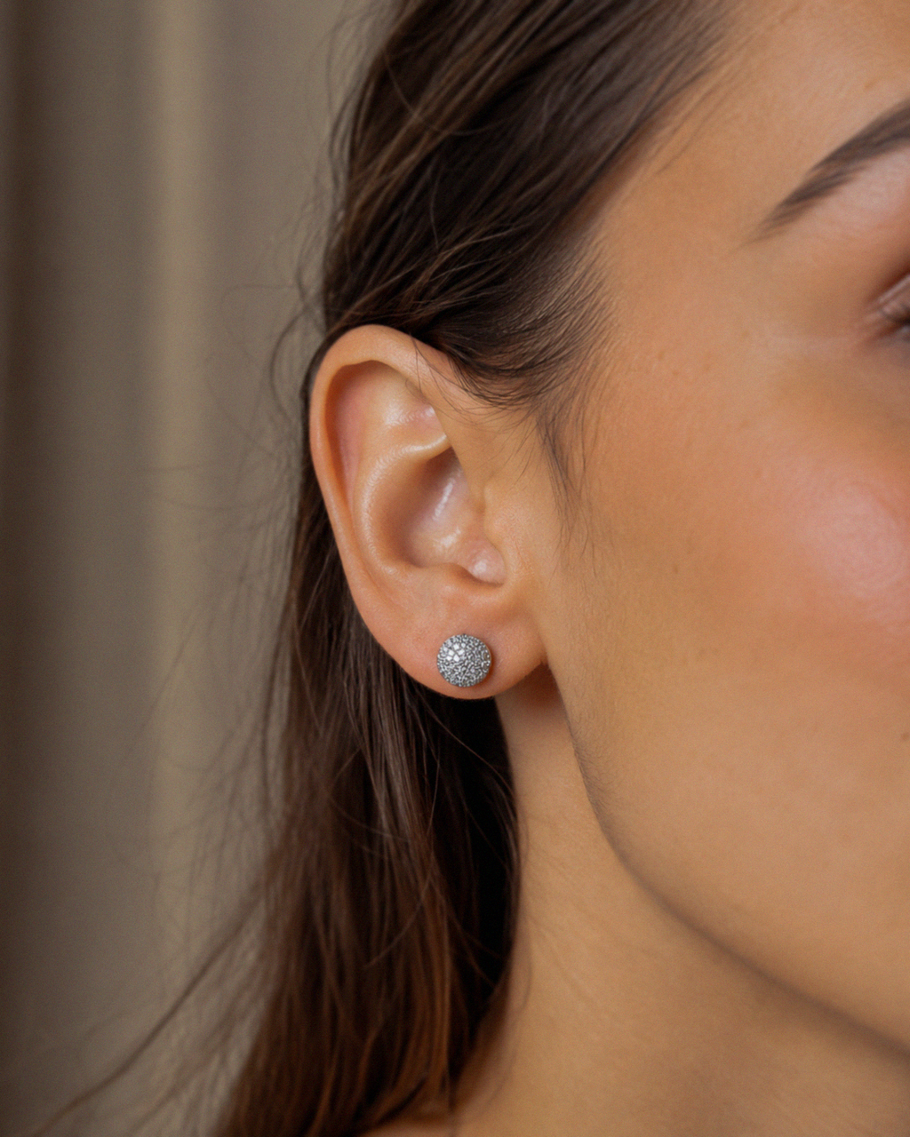Silver Cubic Zirconia Dome Stud Earrings