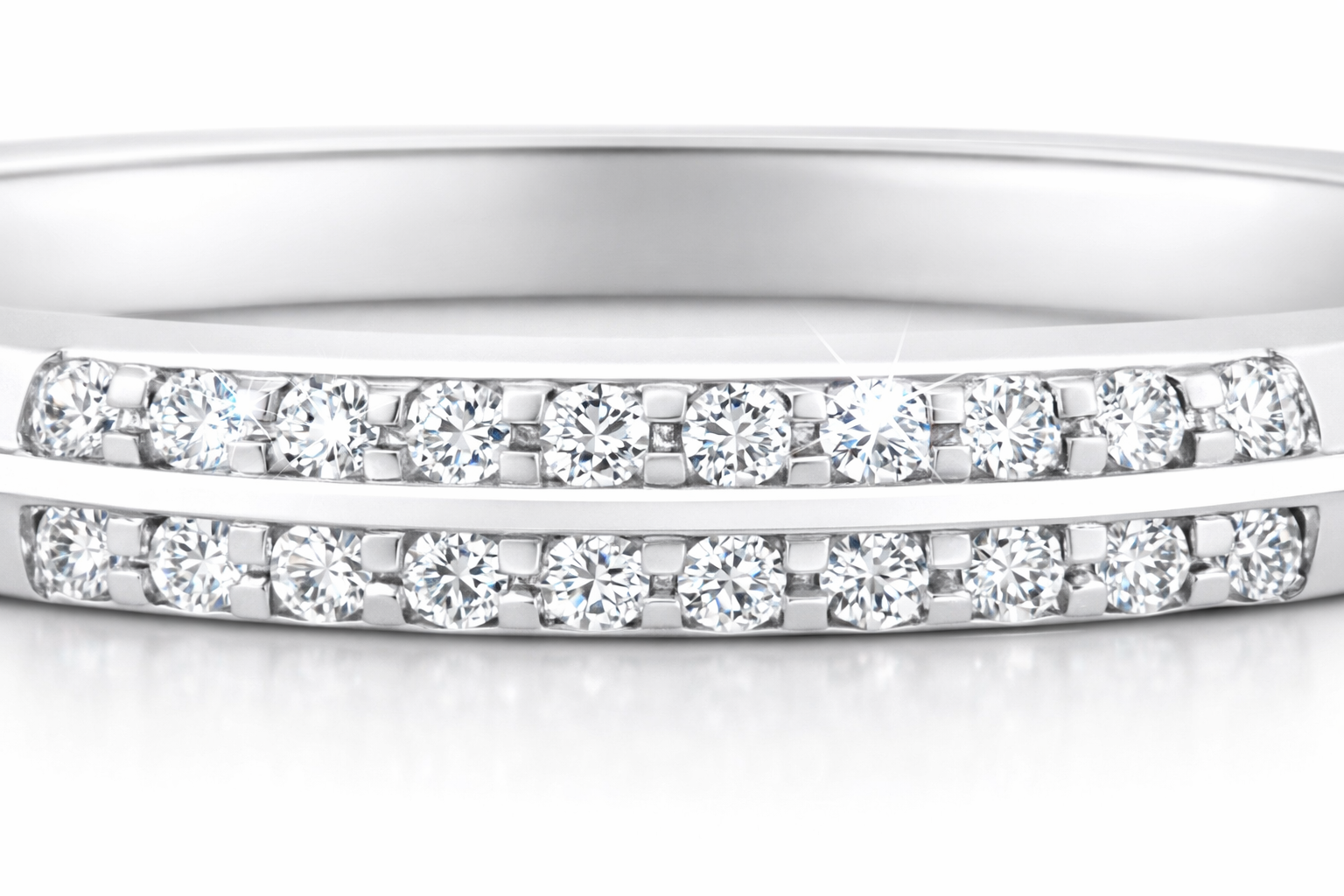 Platinum Diamond Wedding Band-Double Row Natural Diamonds