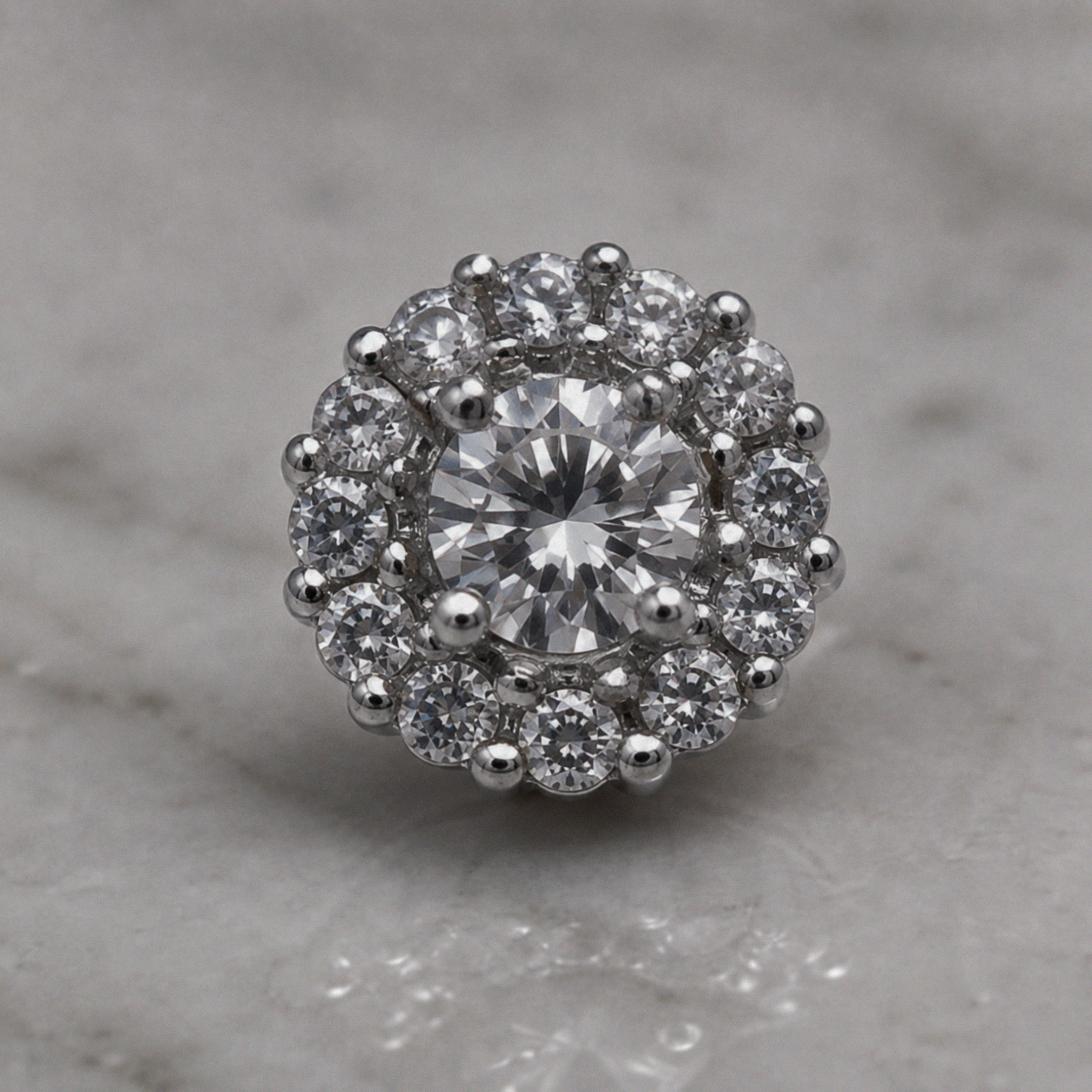 Silver Cubic Zirconia Cluster Halo Stud Earrings