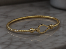 9ct Yellow Gold Plain Twisted Hook Bangle – 12.4g