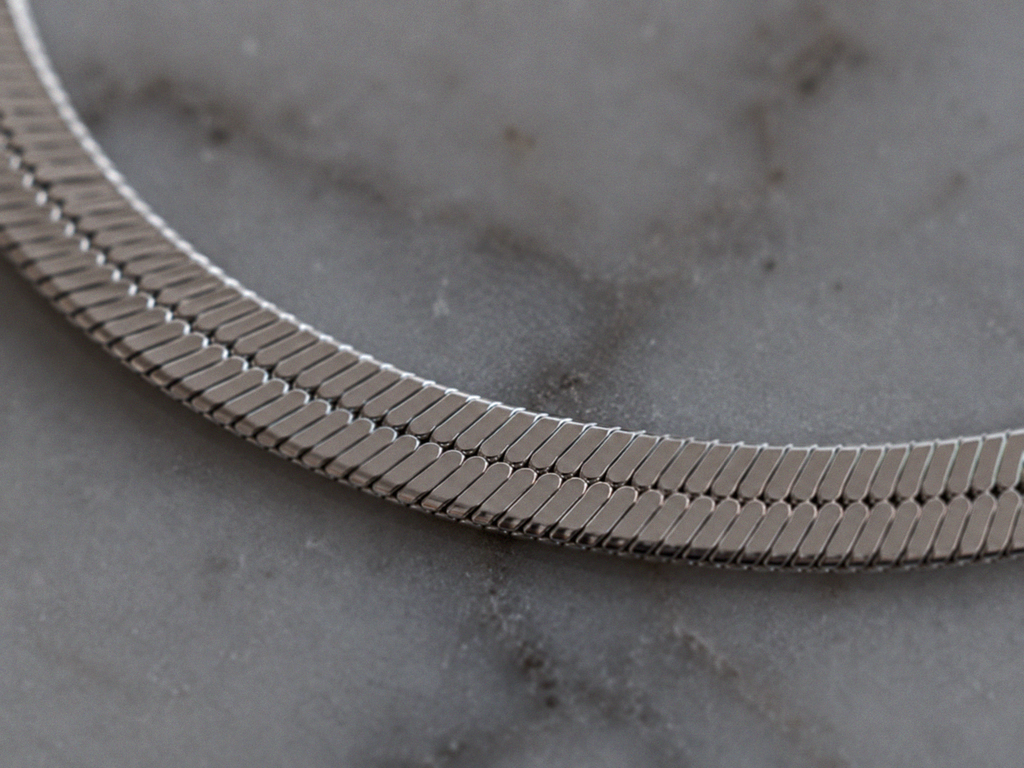 Sterling Silver HerringboneBracelet 3.5mm | Flat Snake Chain Bracelet
