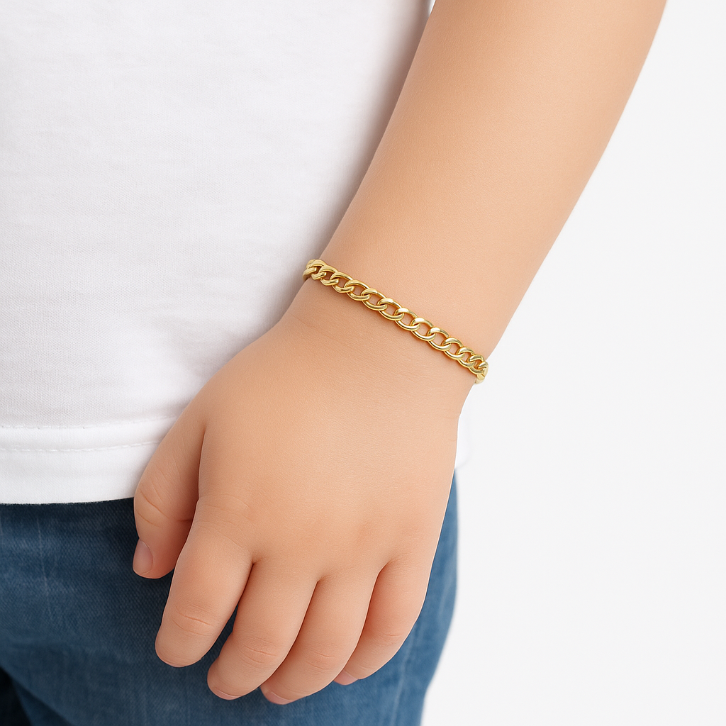 9ct Yellow Gold Children’s Curb Bracelet – 5” -PRE ORDER
