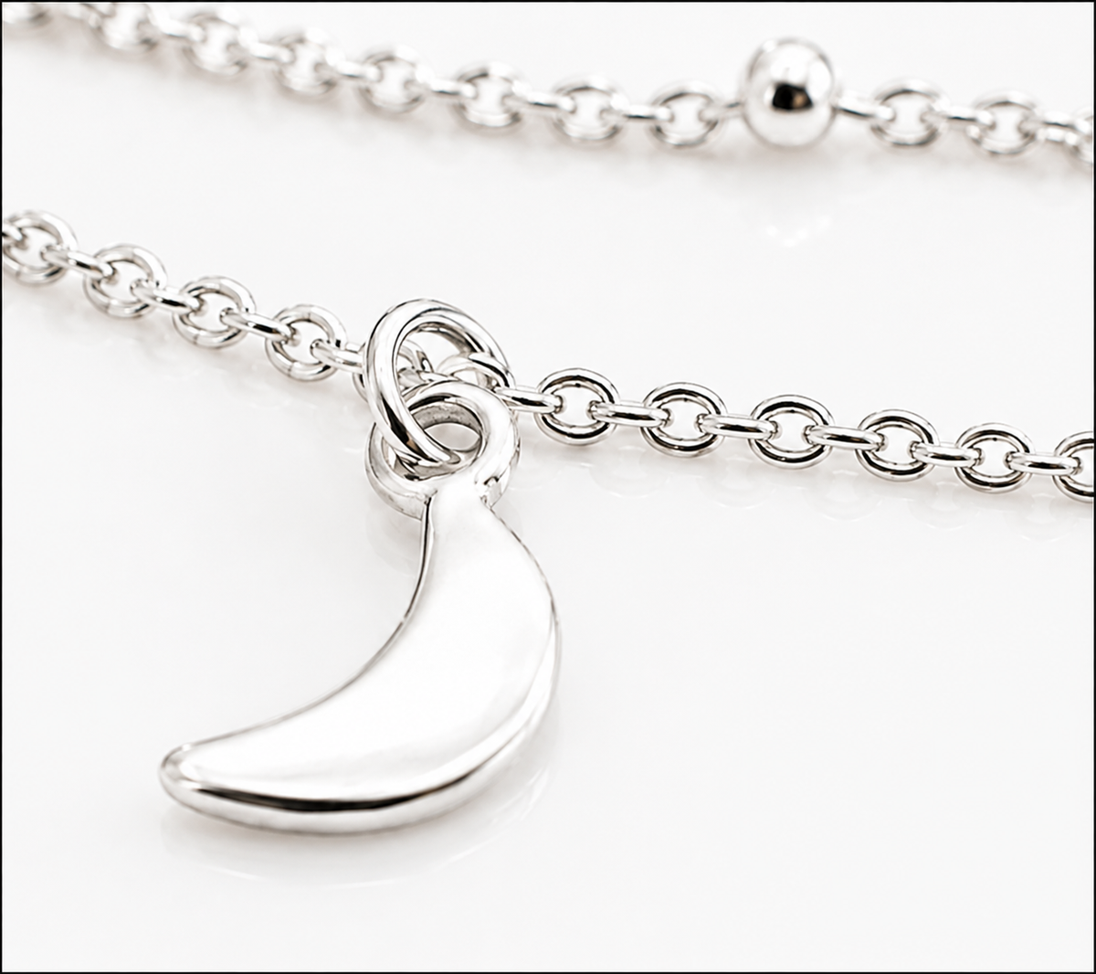 Sterling Silver Star & Moon Double Row Necklace