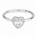 Sterling Silver Cubic Zirconia Heart Halo Ring