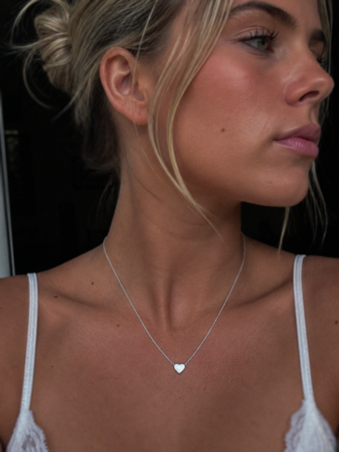 Sterling Silver Heart Pendant Necklace – Polished Love Necklace (42–44cm Adjustable)