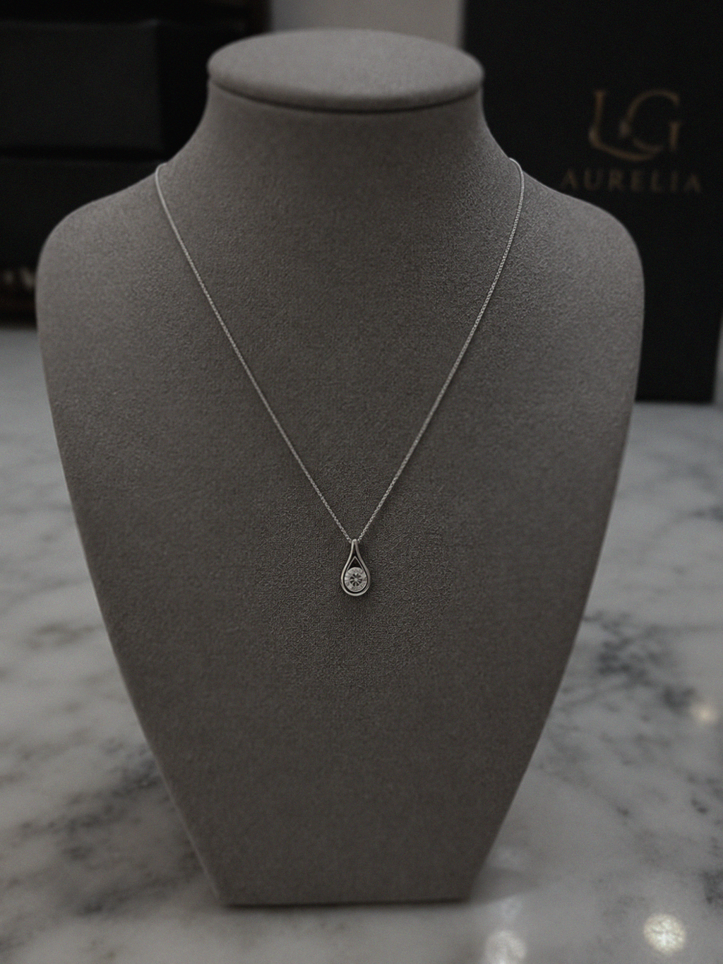 Sterling Silver Teardrop Cubic Zirconia Necklace