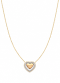 9ct Two-Tone Gold Cubic Zirconia Triple Heart Necklace 16–17 Inch