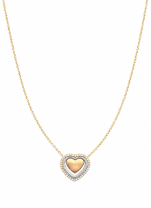 9ct Two-Tone Gold Cubic Zirconia Triple Heart Necklace 16–17 Inch