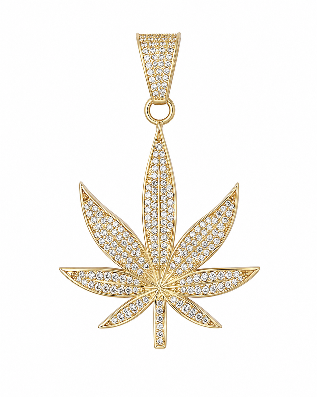 9ct Yellow Gold CZ Leaf Pendant