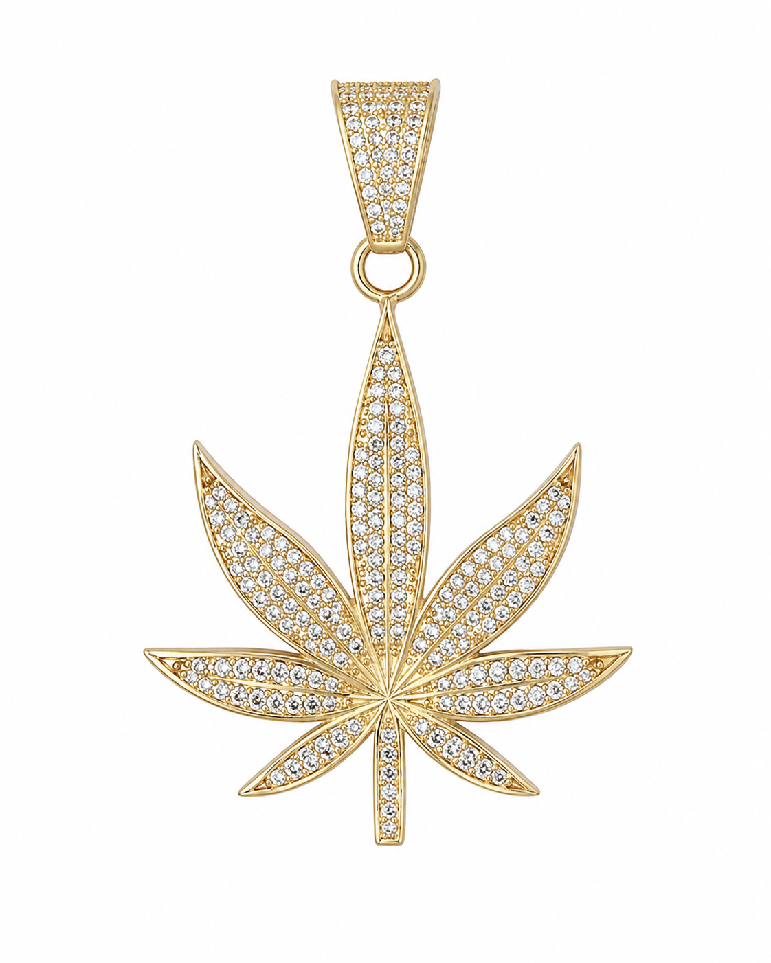 9ct Yellow Gold CZ Leaf Pendant