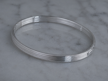 Sterling Silver Ridged Hinged Bangle