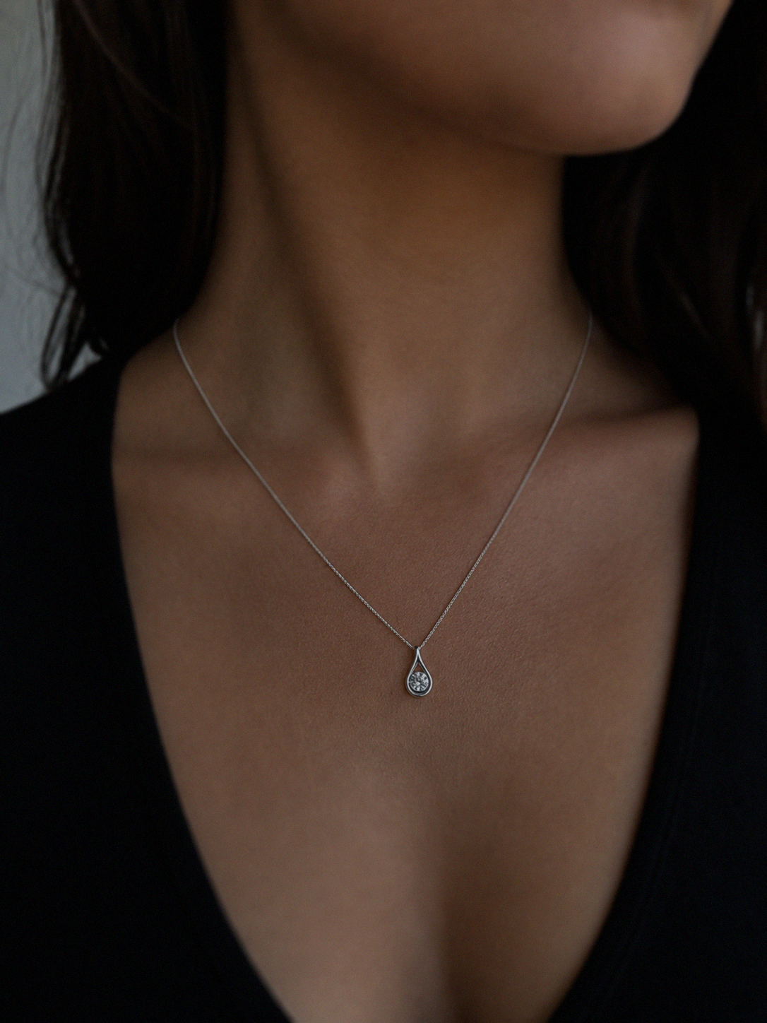 Sterling Silver Teardrop Cubic Zirconia Necklace