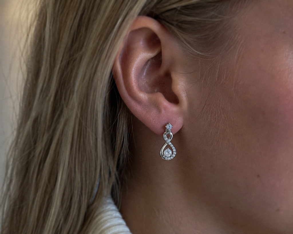 Diamonfire Sterling Silver Zirconia Infinity Drop Earrings