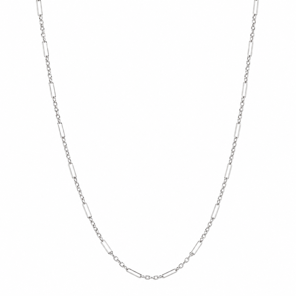 Mixed Length Link Chain Necklace in 9ct White Gold