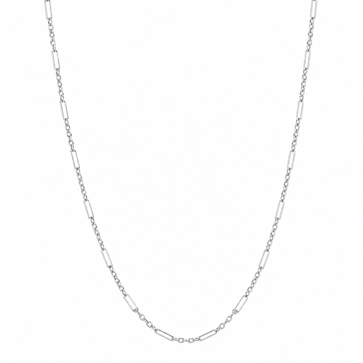 Mixed Length Link Chain Necklace in 9ct White Gold