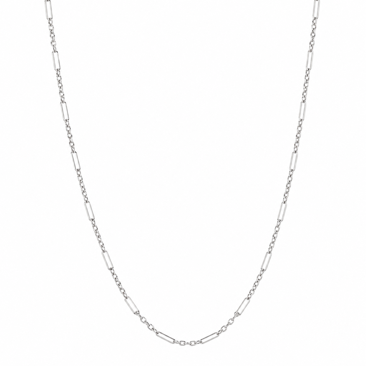 Mixed Length Link Chain Necklace in 9ct White Gold