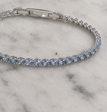 Diamonfire Sterling Silver Blue Zirconia Charm Tennis Bracelet