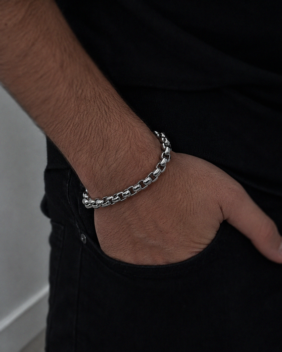 Men’s Large Belcher Link Bracelet – Polished Stainless Steel